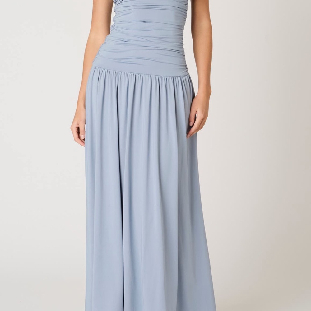 Elegant Strapless Blue Dress